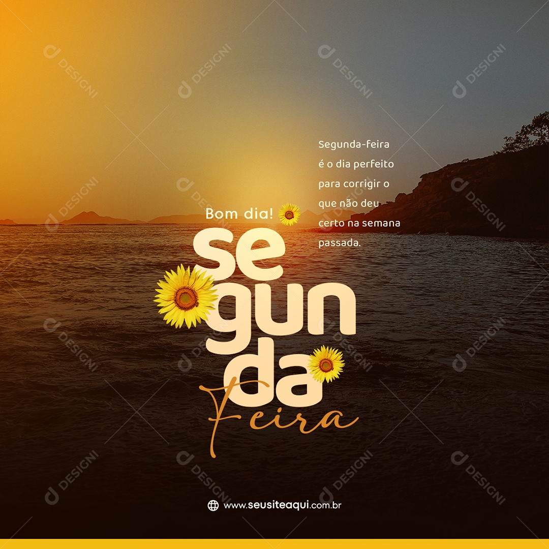 Bom Dia Segunda-Feira é o Dia Perfeito para Corrigir o que não deu Certo Semana Passada Social Media PSD Editável