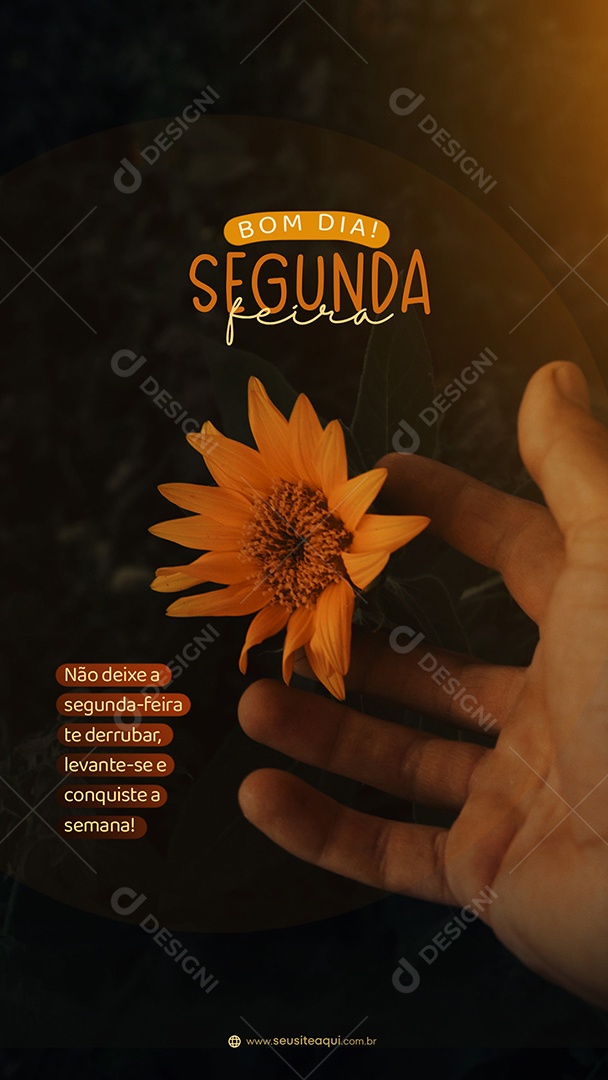 Sotry Bom Dia Segunda-Feira Levante-se e Conquiste a Semana Social Media PSD Editável