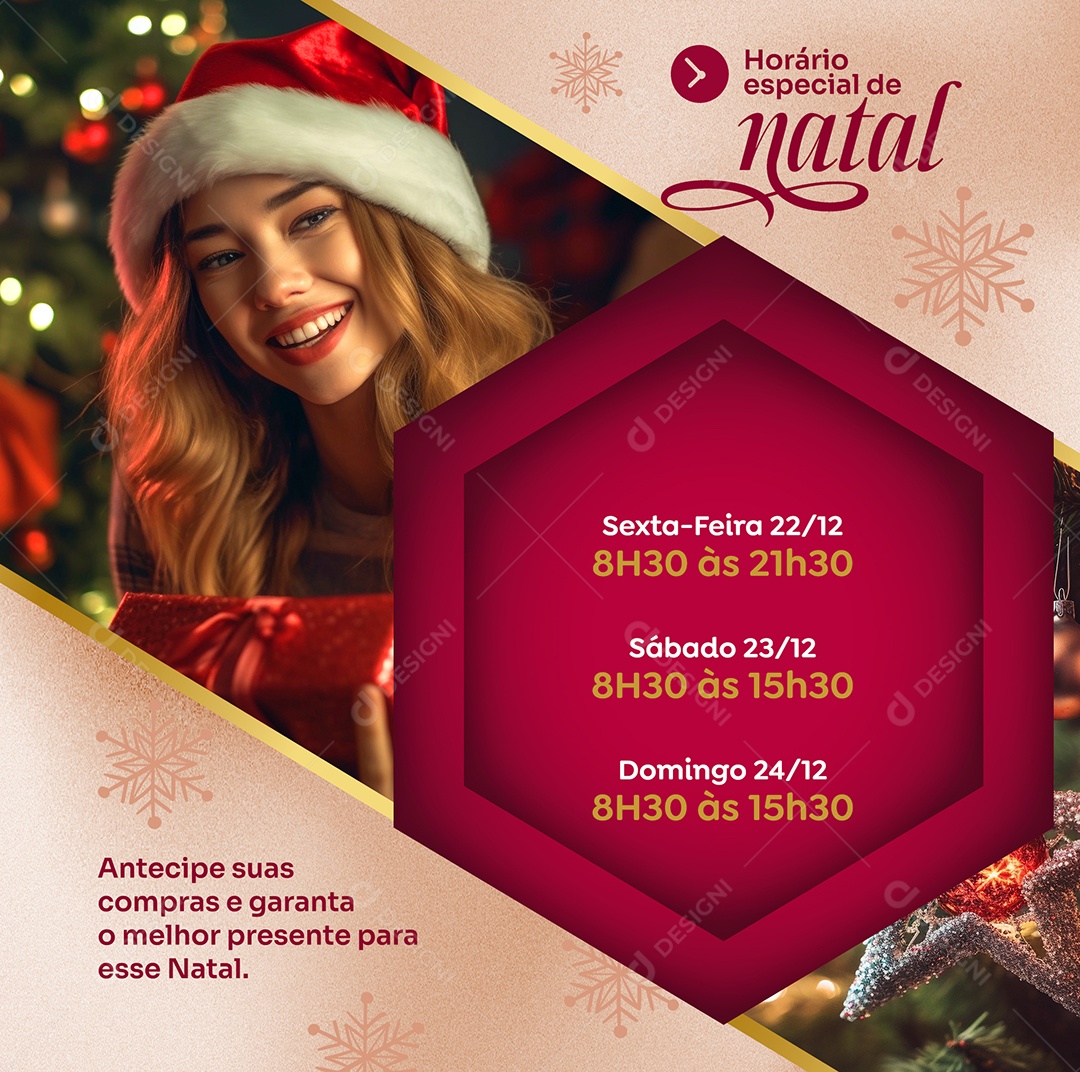 Social Media Horário Especial De Natal Antecipe Suas Compras PSD Editável