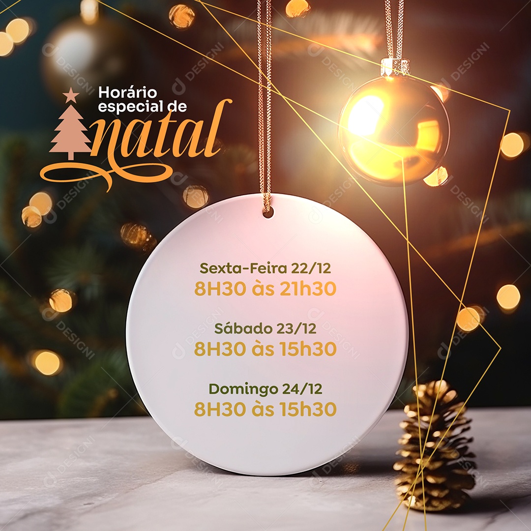 Horário Especial De Natal Social Media PSD Editável
