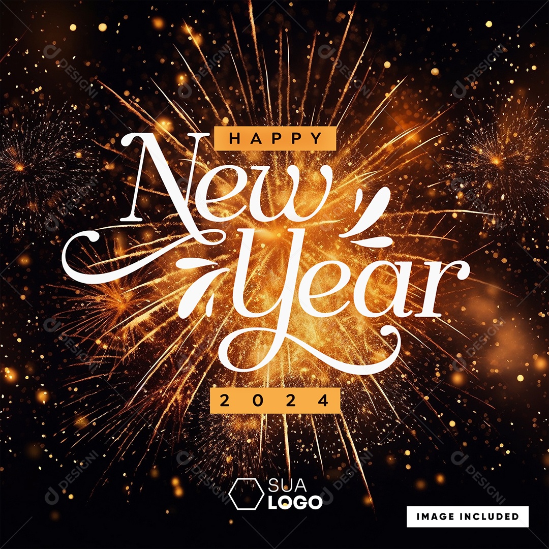 Social Media Happy New Year 2024 PSD Editável