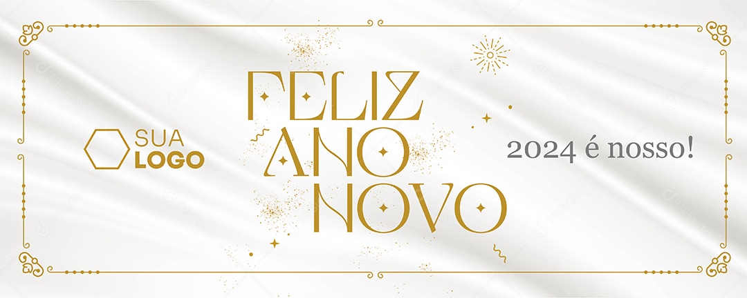 Social Media Banner Feliz Ano Novo 2024 é Nosso PSD Editável