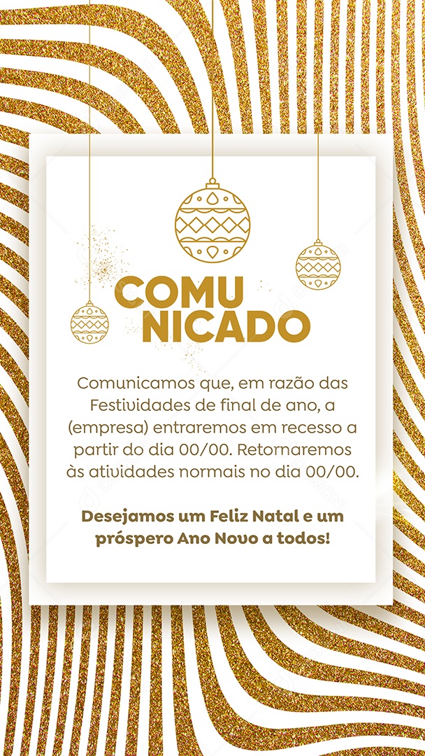 Social Media Story Comunicado Feliz Natal e Próspero Ano Novo PSD Editável