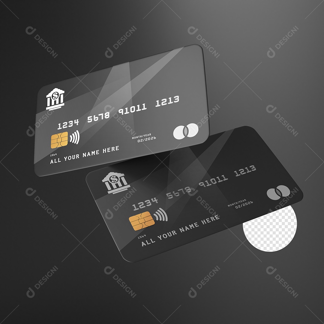 Mockup de Cartão de Crédito e Débito Preto PSD Editável