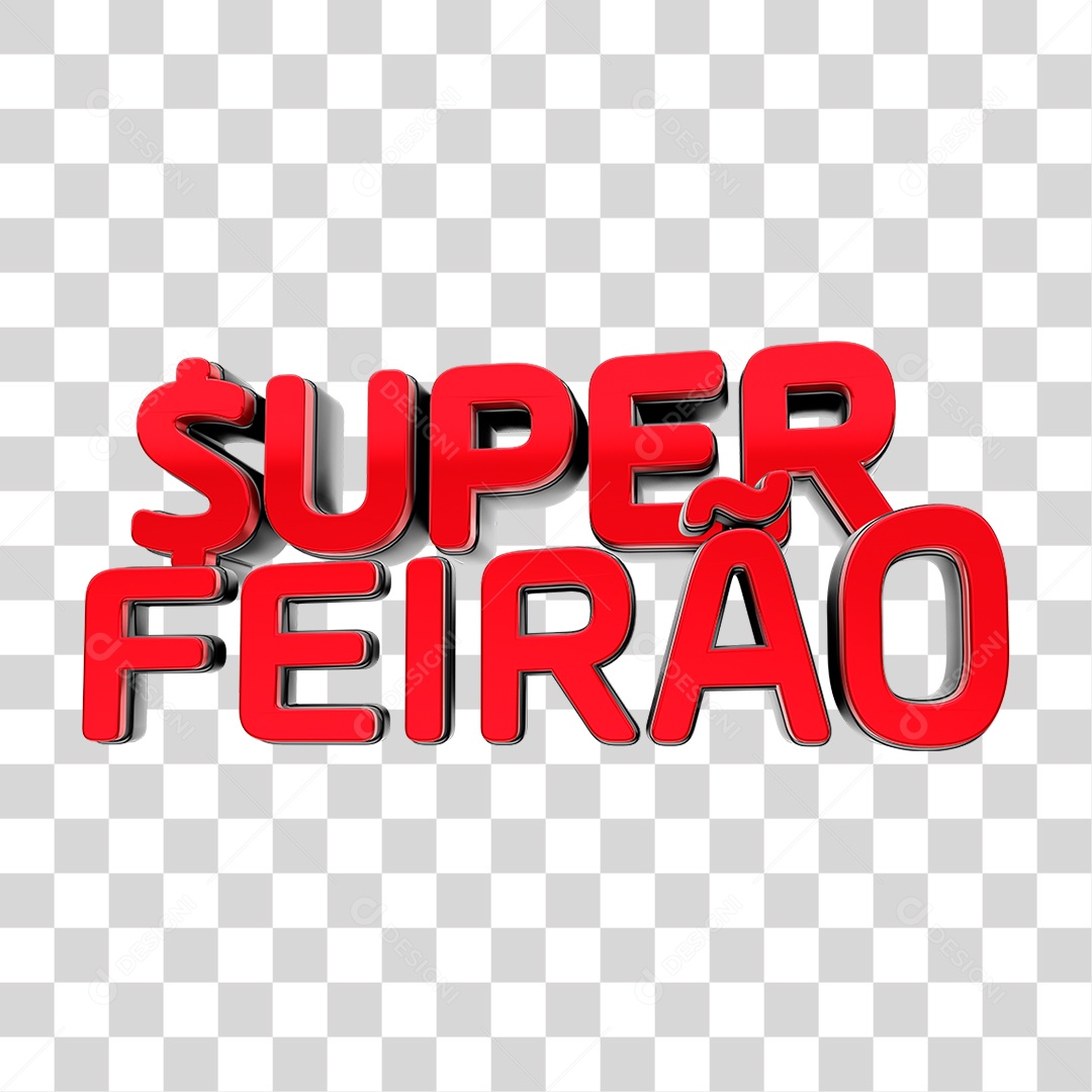 Texto 3D Super Feirão Vermelho Frente PNG Transparente