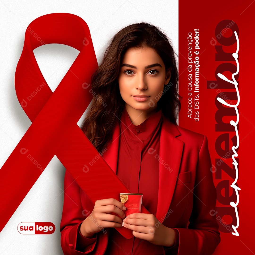Dezembro Vermelho Abrace a Causa da Prevenção das DSTs Social Media PSD Editável