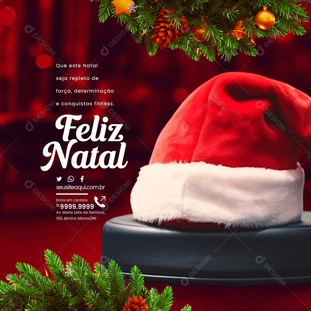 Feliz Natal Academia Que este Natal Seja Repleto de Força Determinação e Conquistas Fitness Social Media PSD Editável