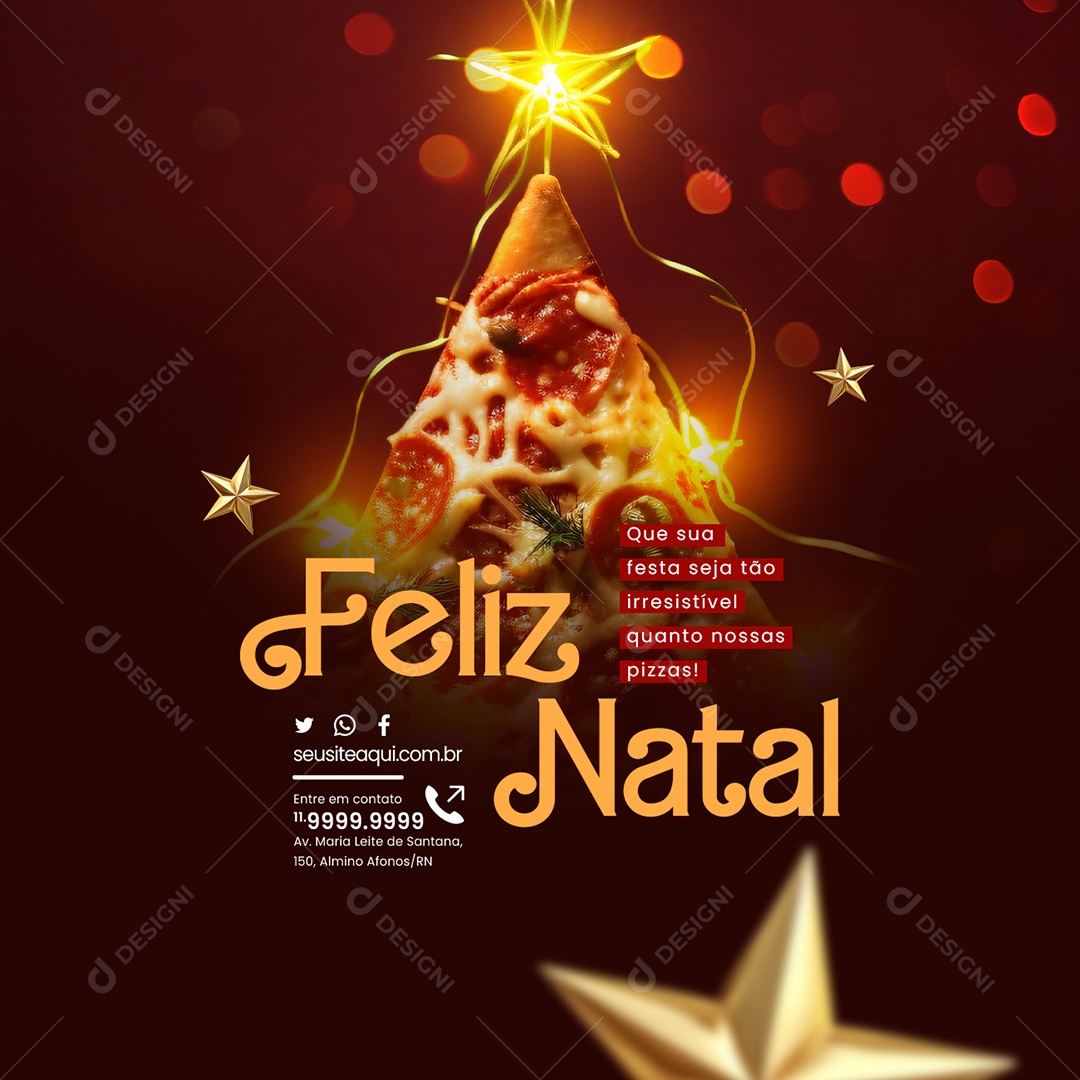 Feliz Natal Que sua Festa seja Tão Irresistível Quanto nossas Pizzas Social Media PSD Editável