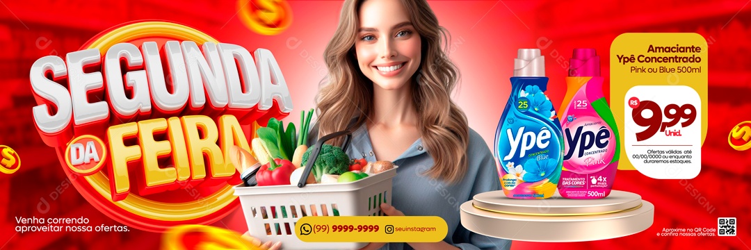 Social Media Carrossel Segunda Da Feira Supermercado PSD Editável