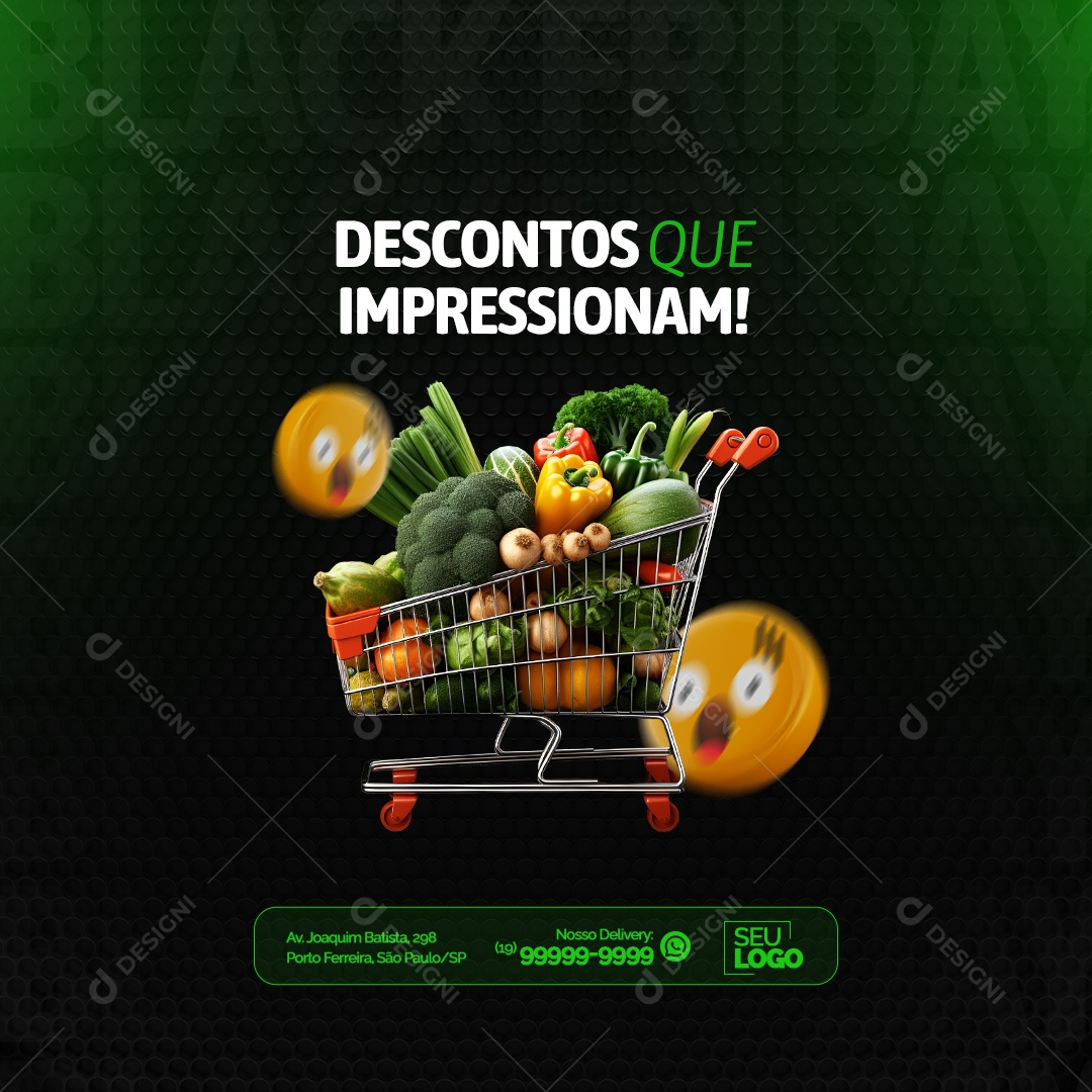 Black Friday Supermercado Desconto que Impressionam Hortifruti Social Media PSD Editável