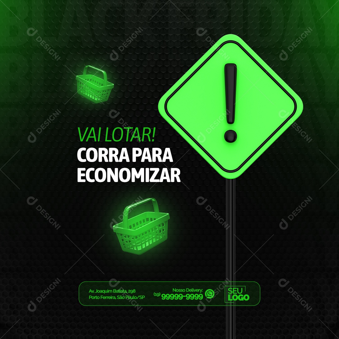 Esquenta Black Friday Supermercado Vai Lotar Corra para Economizar Social Media PSD Editável
