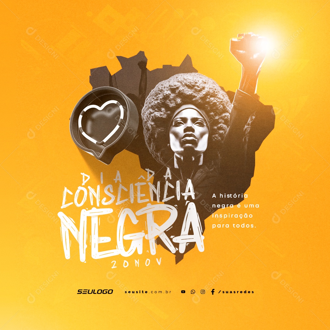 Dia da Consciência Negra A História Negra é uma Inspiração para Todos Social Media PSD Editável
