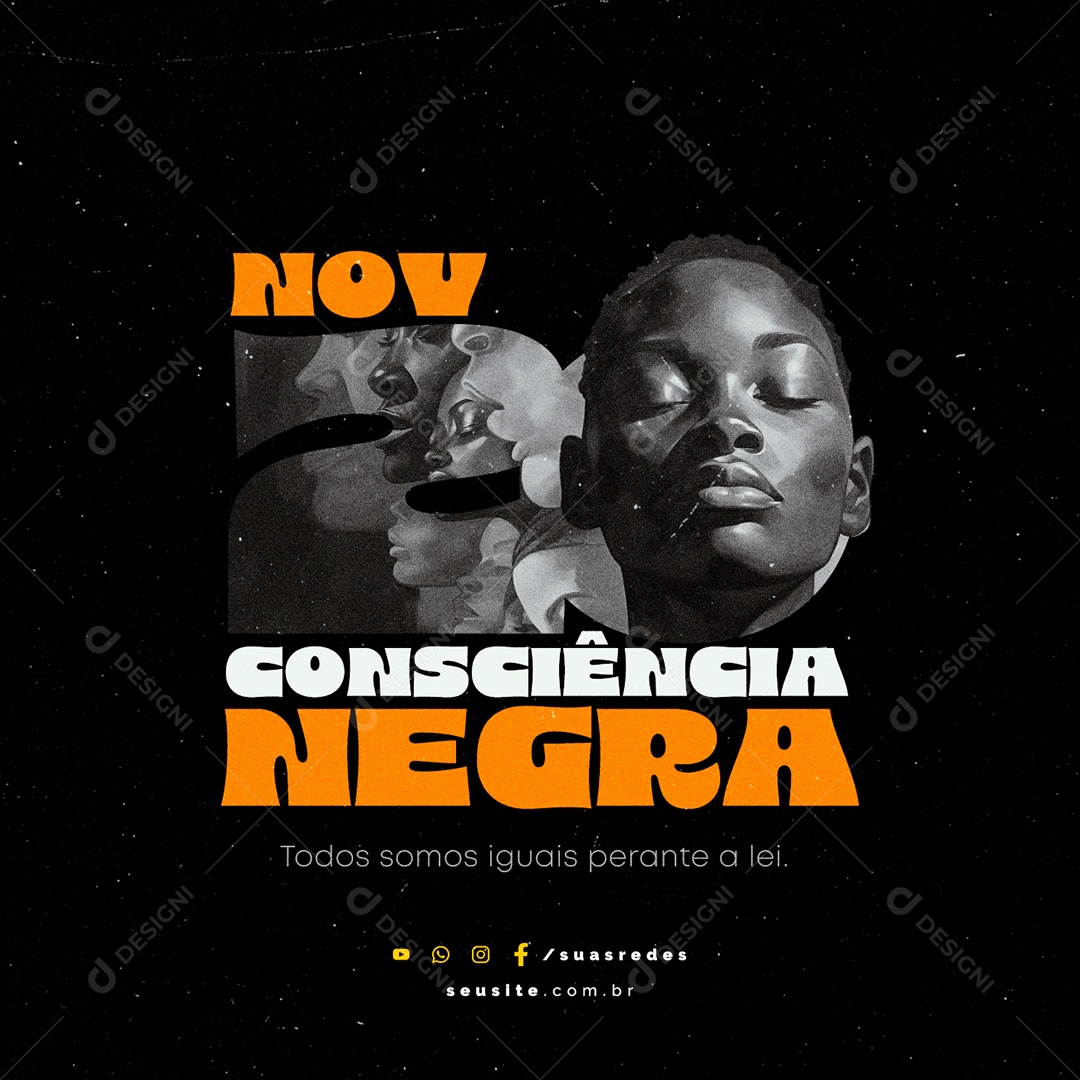 Black Awareness Day We're All Equal Under Social Media Law Editable PSD