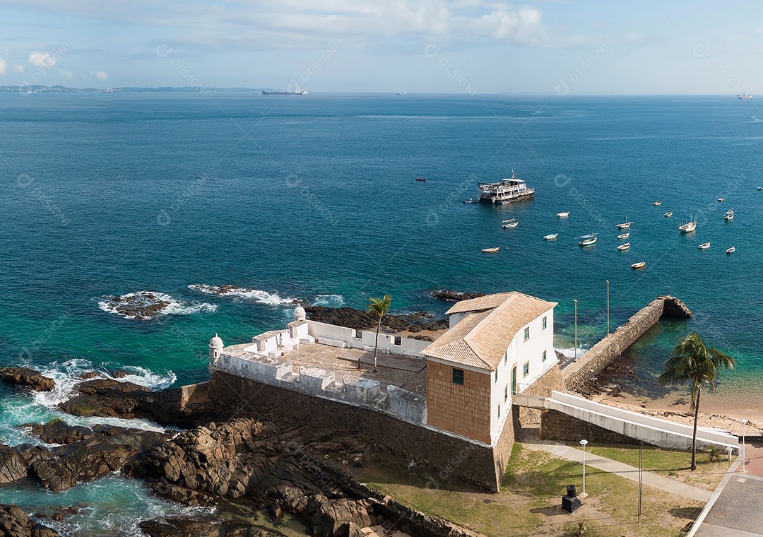 Aerial view of Porto da Barra beach - Salvador, Bahia Brazil