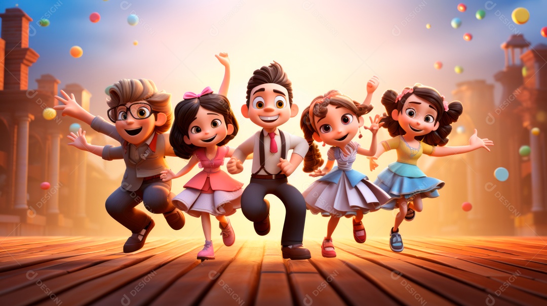 Dia internacional da dança, 29 de abril, desenho animado 3D Generative AI.