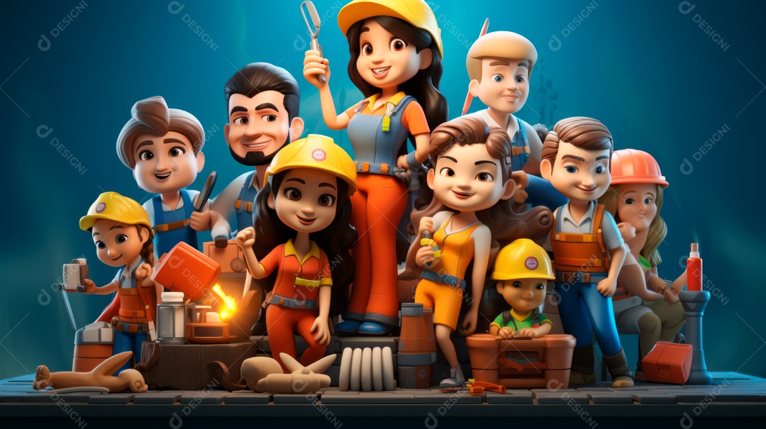 Dia Internacional da Segurança e Saúde Ocupacional, 28 de abril Desenho 3D.