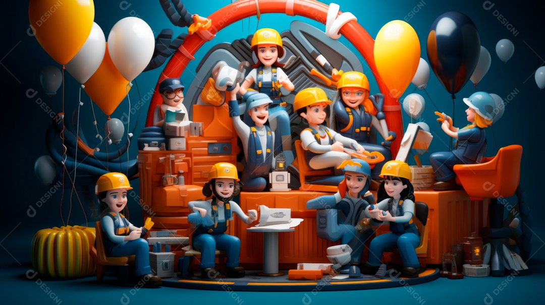 Dia Internacional da Segurança e Saúde Ocupacional, 28 de abril Desenho 3D.