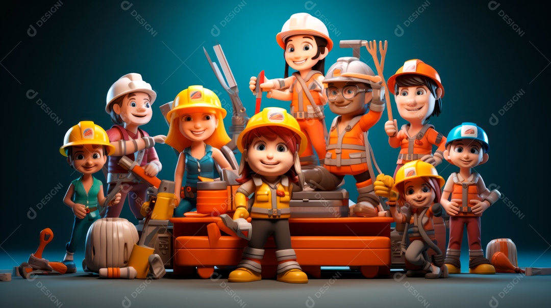 Dia Internacional da Segurança e Saúde Ocupacional, 28 de abril Desenho 3D.