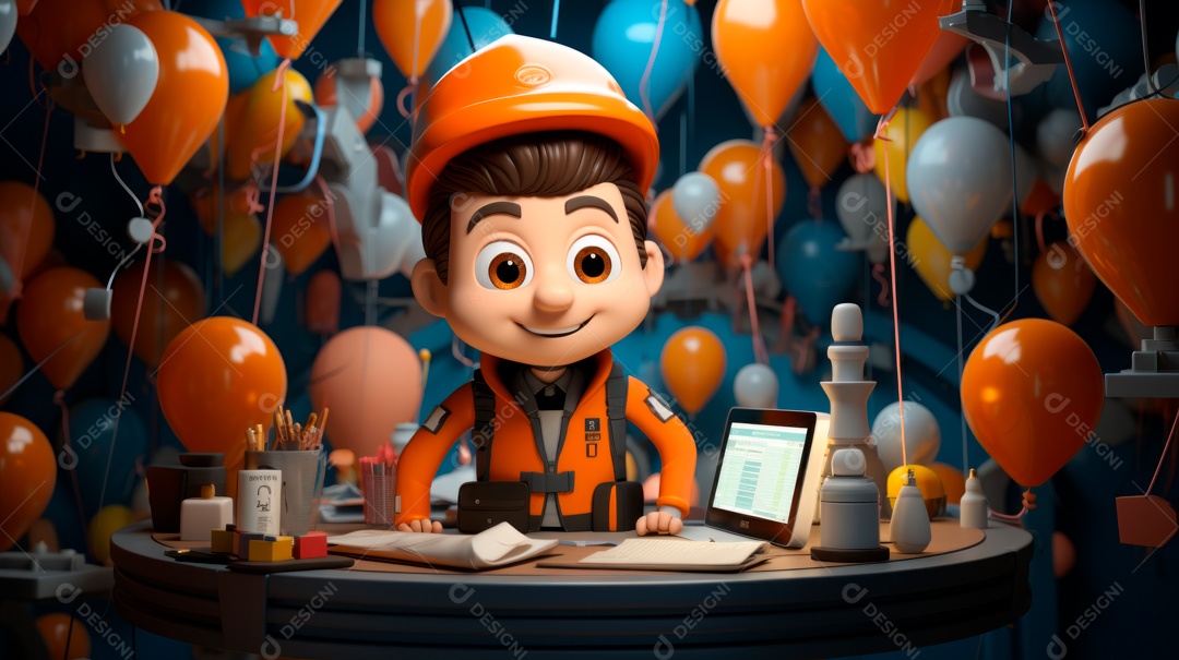 Dia Internacional da Segurança e Saúde Ocupacional, 28 de abril Desenho 3D.