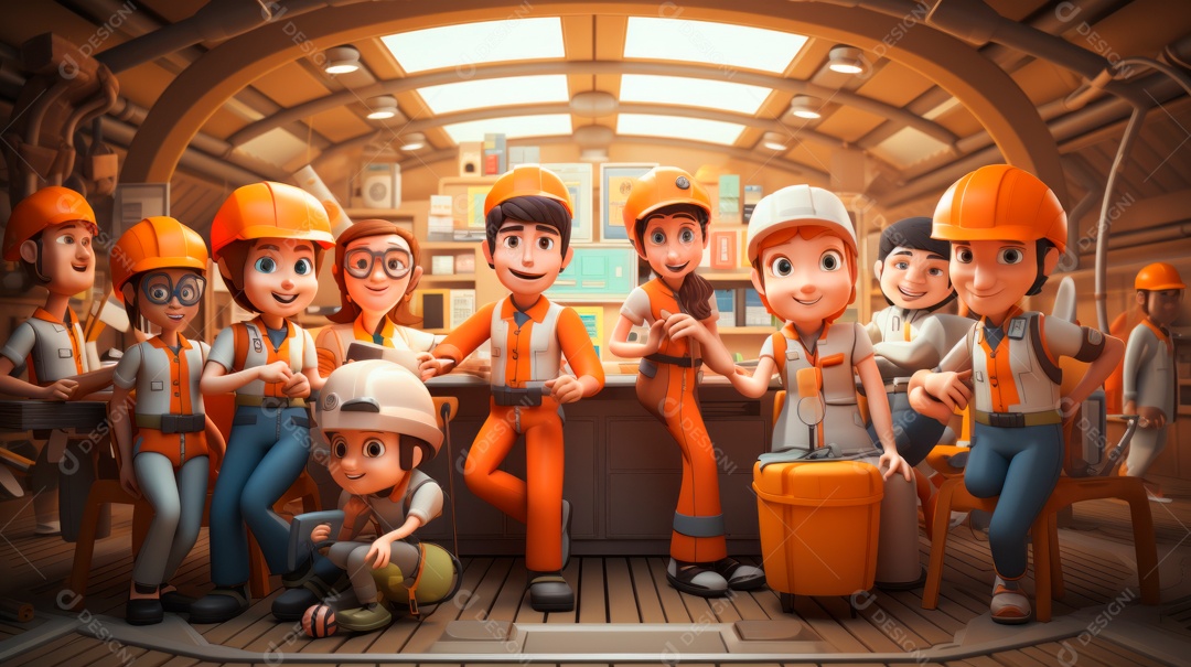 Dia Internacional da Segurança e Saúde Ocupacional, 28 de abril Desenho 3D.