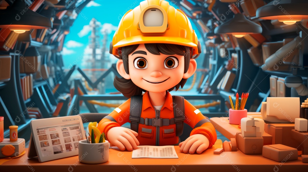 Dia Internacional da Segurança e Saúde Ocupacional, 28 de abril Desenho 3D.