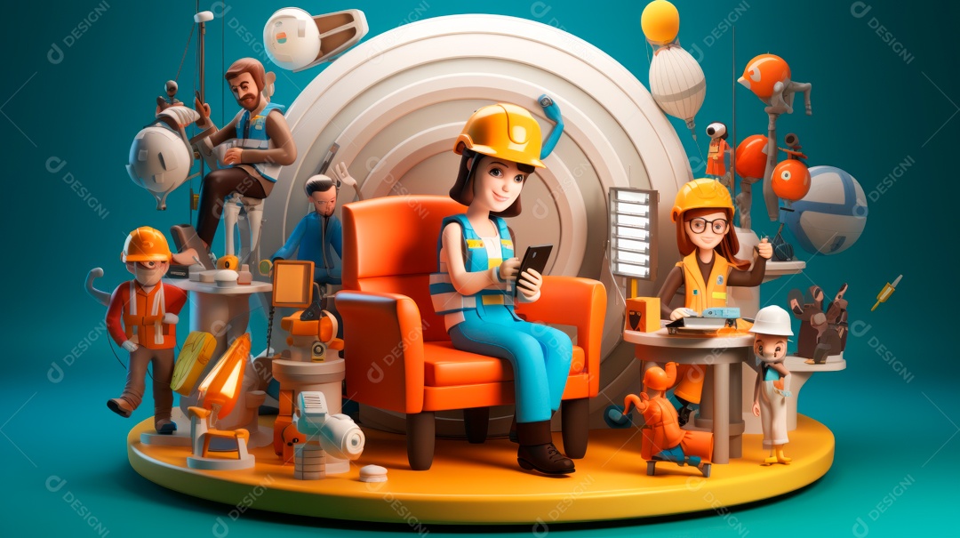 Dia Internacional da Segurança e Saúde Ocupacional, 28 de abril, 3D Cartoon Generative AI (30).