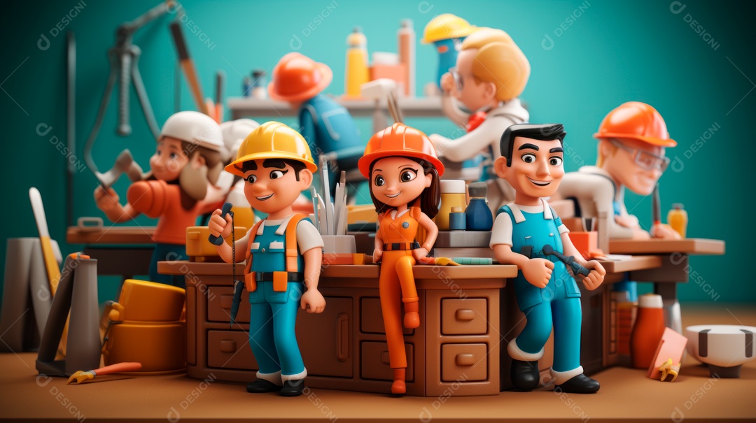 Dia Internacional da Segurança e Saúde Ocupacional, 28 de abril Desenho 3D.