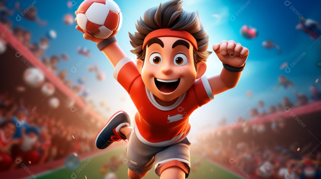 Dia Internacional do Esporte, 6 de abril, IA generativa de desenhos animados em 3D.