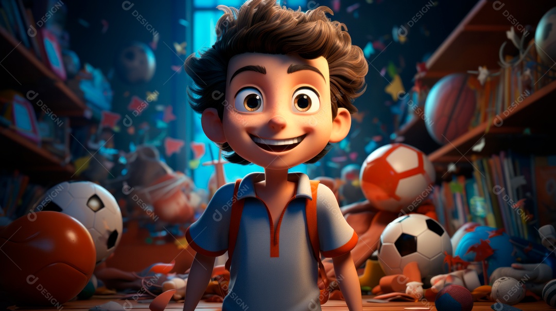 Dia Internacional do Esporte, 6 de abril, IA generativa de desenhos animados em 3D.