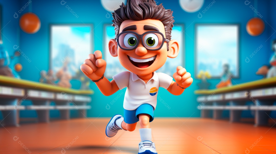 Dia Internacional do Esporte, 6 de abril, IA generativa de desenhos animados em 3D.