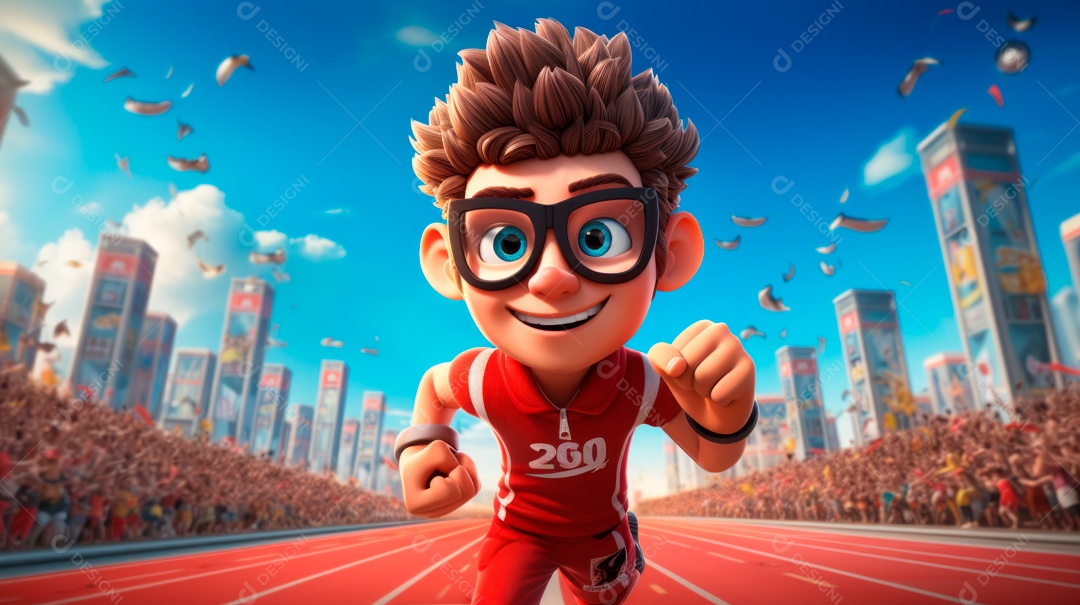 Dia Internacional do Esporte, 6 de abril, IA generativa de desenhos animados em 3D.