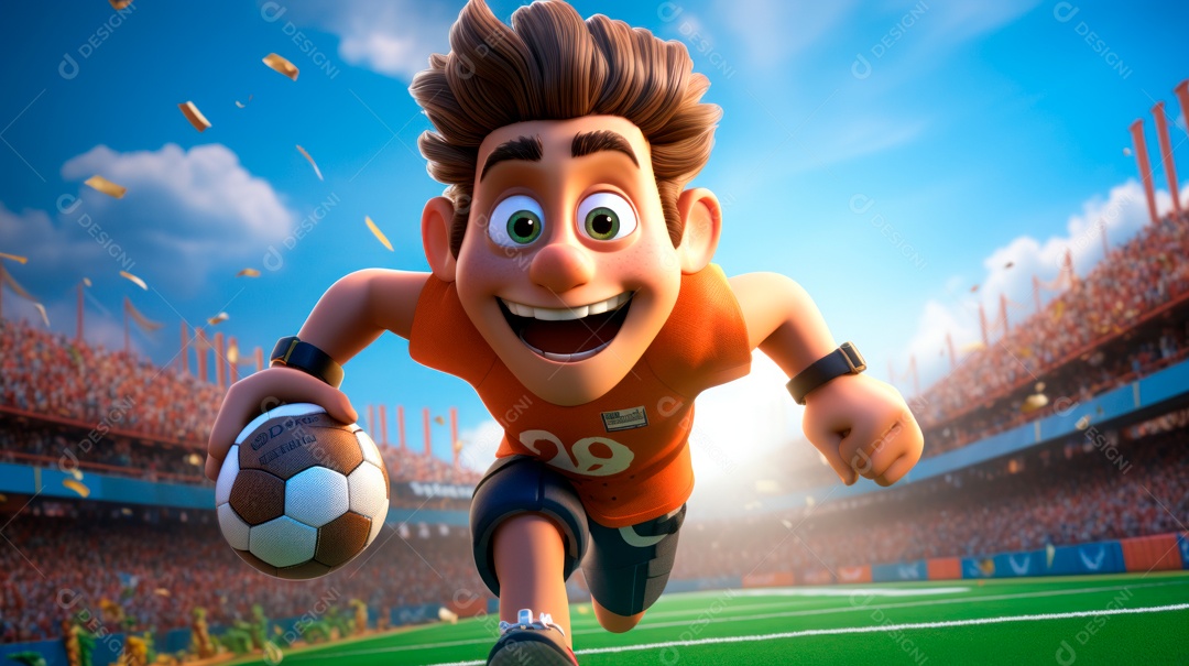 Dia Internacional do Esporte, 6 de abril, IA generativa de desenhos animados em 3D.