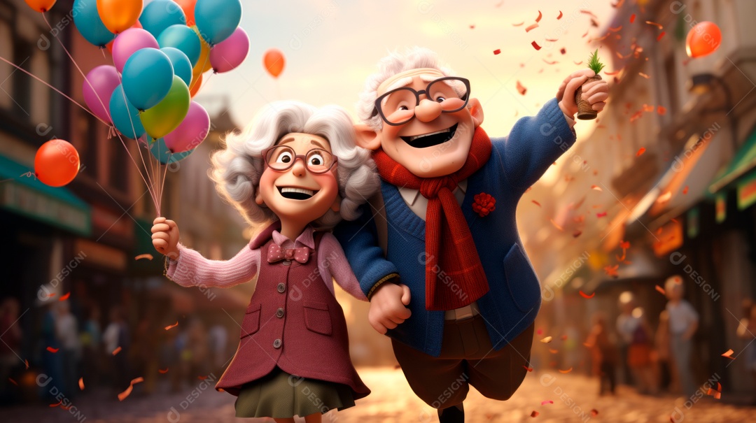 Dia Nacional do Idoso 1 de outubro Desenho 3D Generative AI.