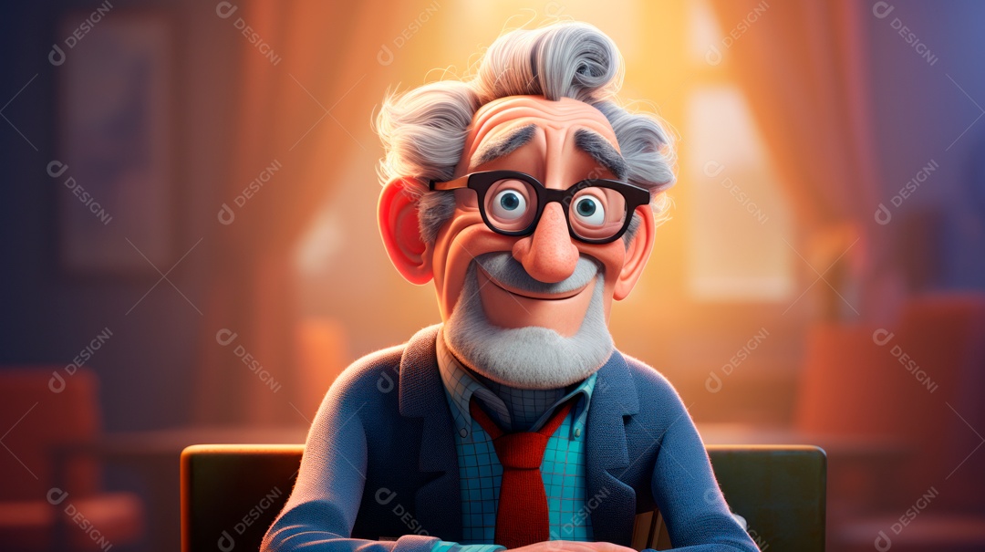 Dia Nacional do Idoso 1 de outubro Desenho 3D Generative AI.