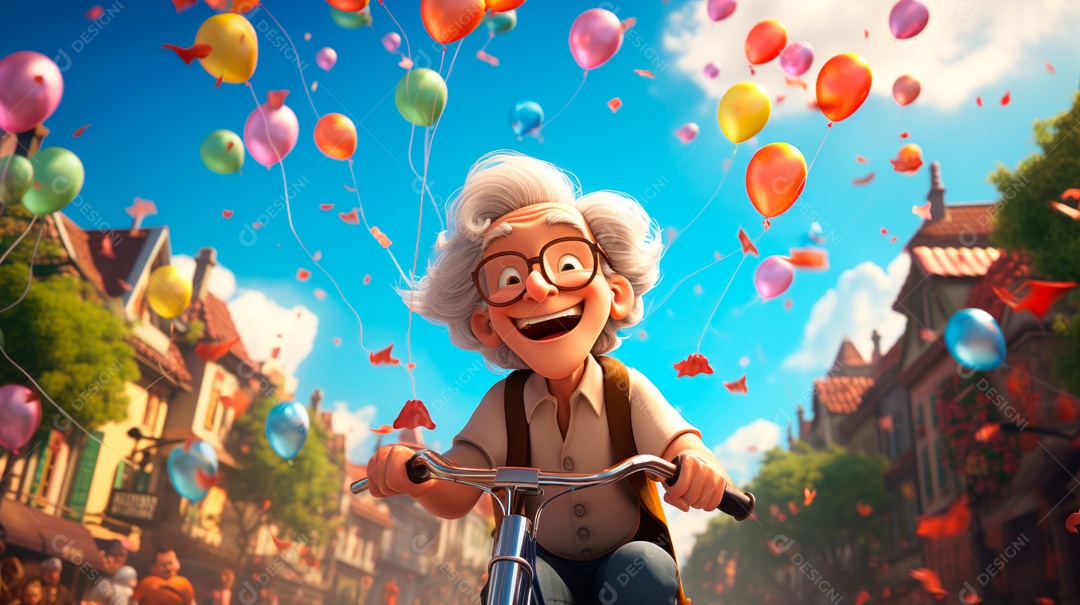 Dia Nacional do Idoso 1 de outubro Desenho 3D Generative AI.