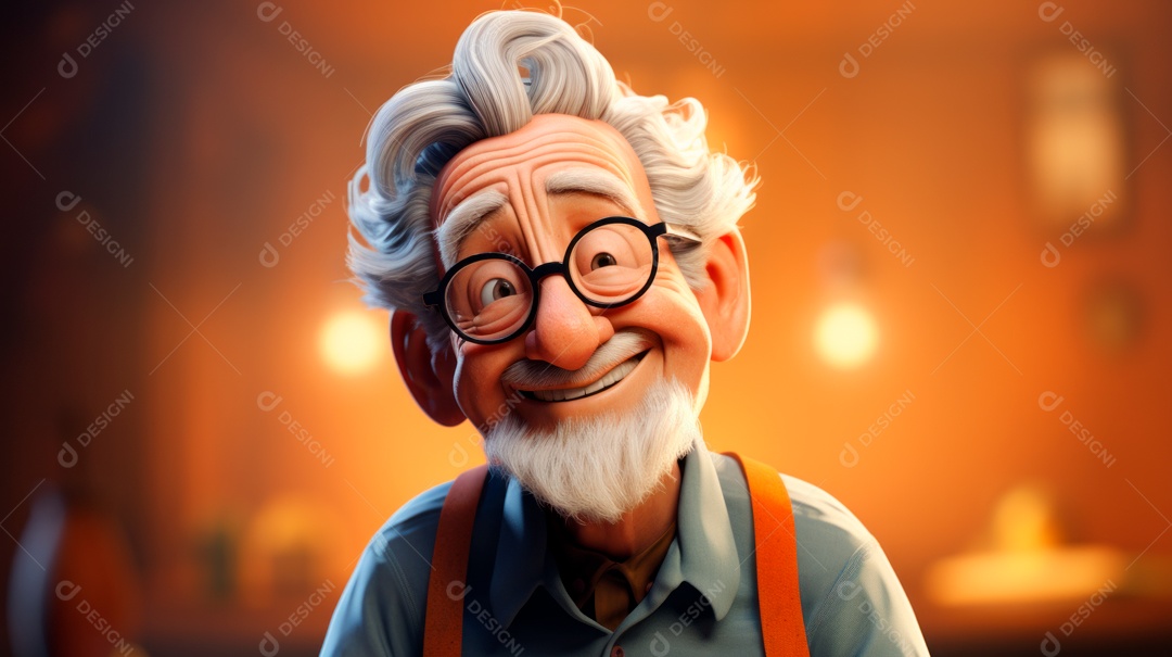 Dia Nacional do Idoso 1 de outubro Desenho 3D Generative AI.