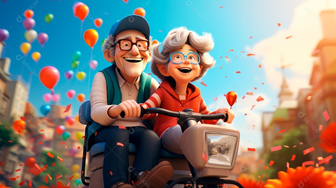 Dia Nacional do Idoso 1 de outubro Desenho 3D Generative AI.