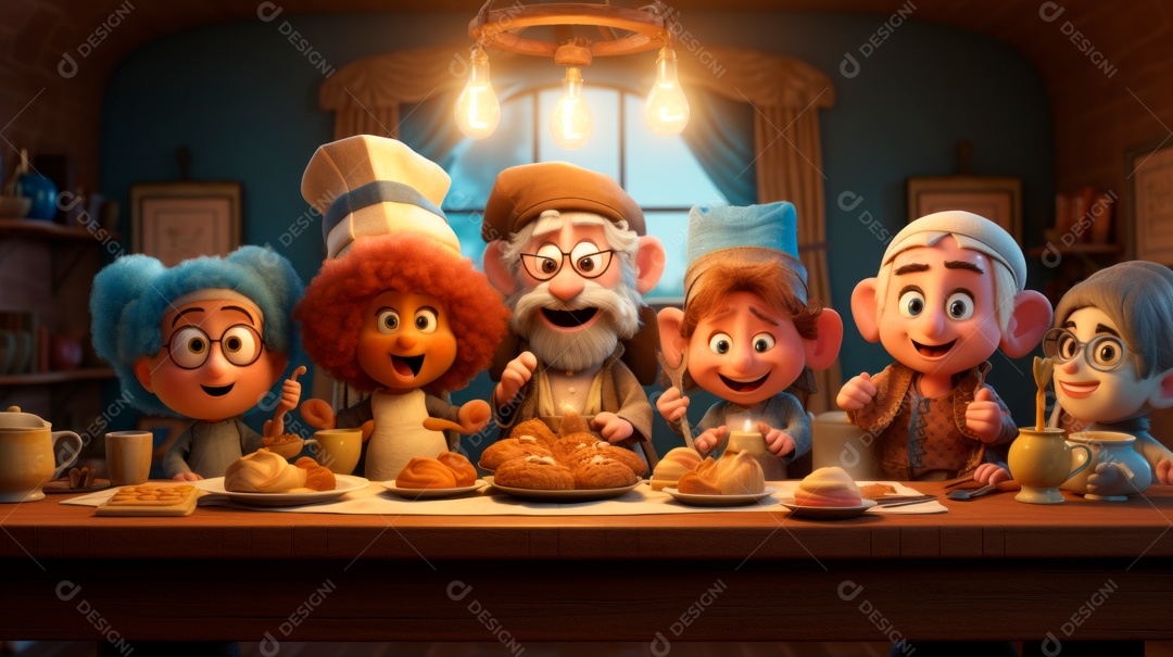 Desenho 3D animado de pessoas Judeus.