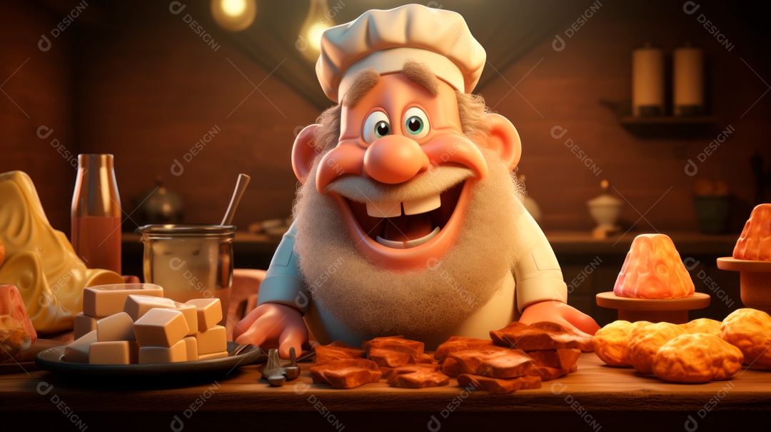 Desenho 3D animado de pessoas Judeus.