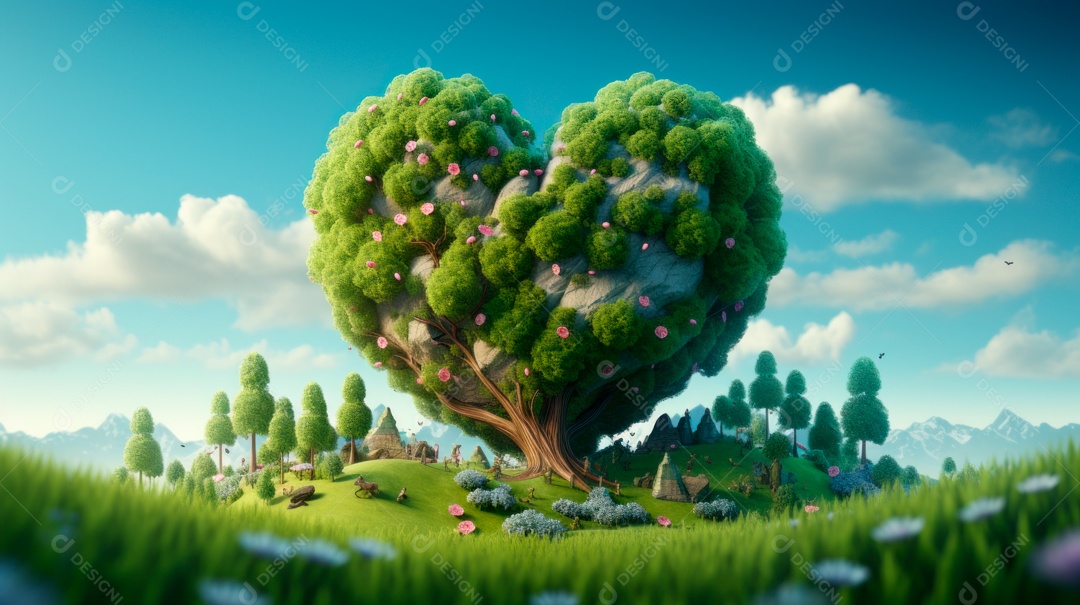 Proteja o Dia da Terra a importância de amar a natureza Desenho animado 3D.