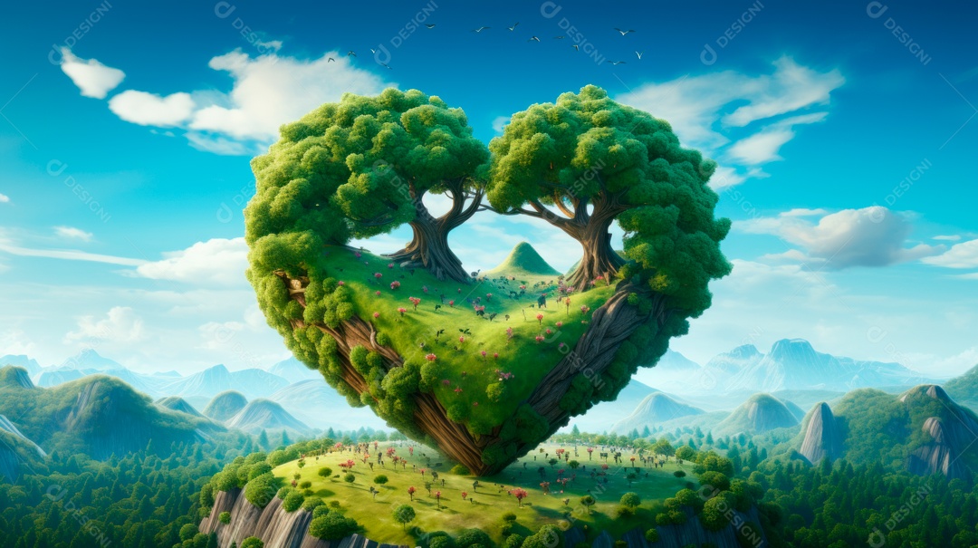 Proteja o Dia da Terra a importância de amar a natureza Desenho animado 3D.