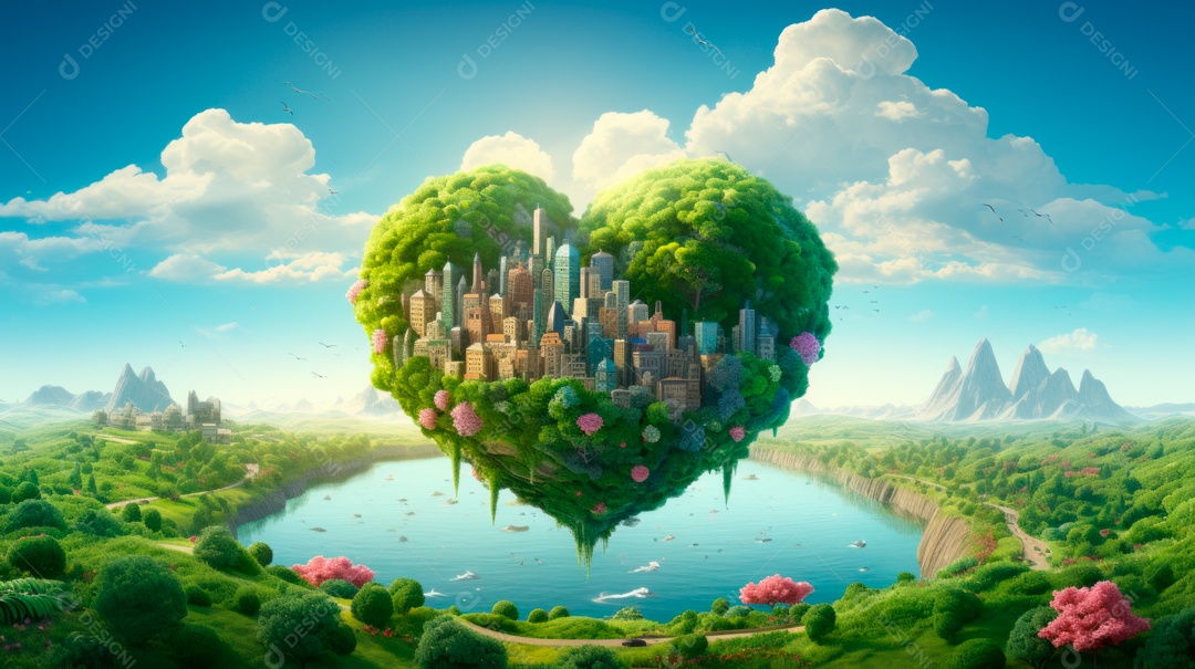 Proteja o Dia da Terra a importância de amar a natureza Desenho animado 3D.