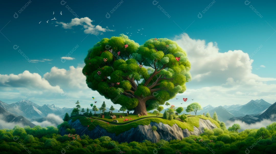 Proteja o Dia da Terra a importância de amar a natureza Desenho animado 3D.