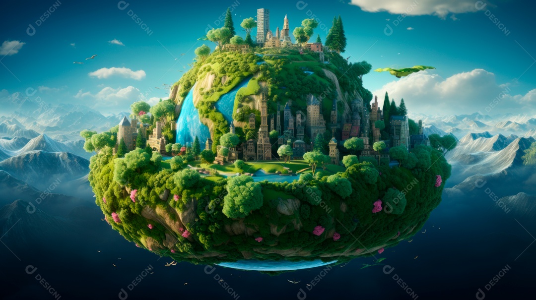 Proteja o Dia da Terra a importância de amar a natureza Desenho animado 3D.