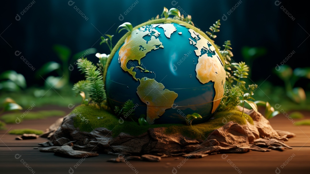 Proteja o Dia da Terra a importância de amar a natureza Desenho animado 3D.