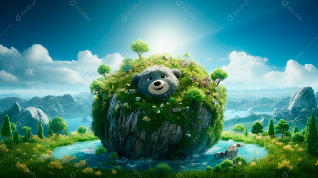 Proteja o Dia da Terra a importância de amar a natureza Desenho animado 3D.