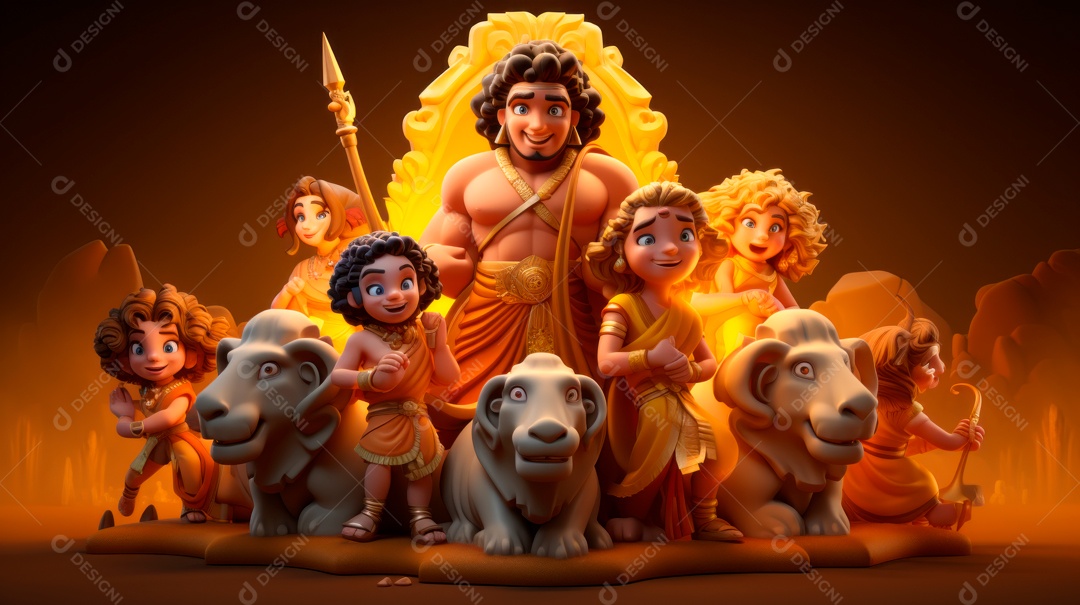 Ram Navami dia 17 de abril Desenho 3D Generative AI.