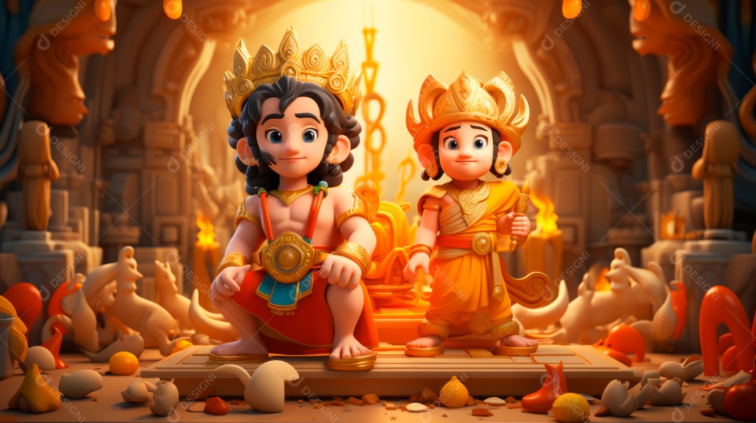 Ram Navami dia 17 de abril Desenho 3D Generative AI.