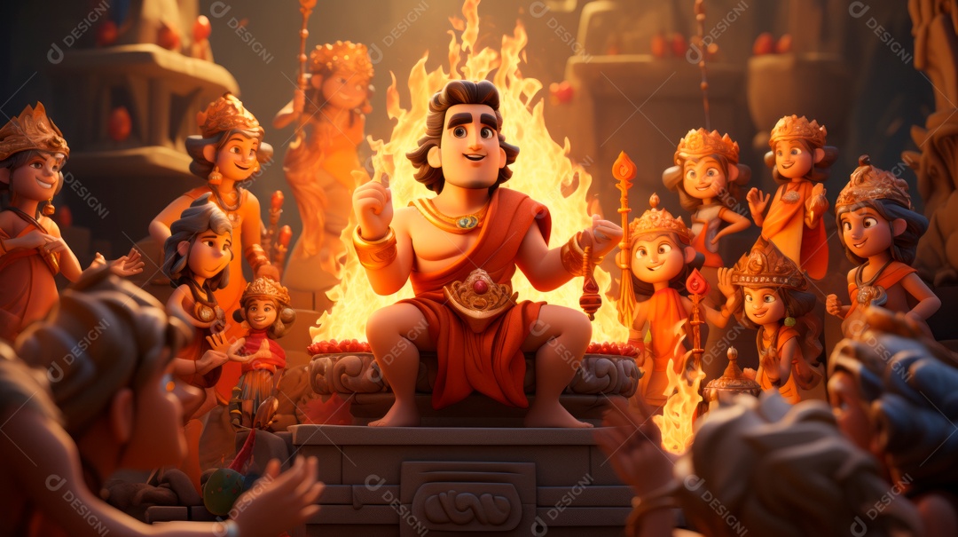 Ram Navami dia 17 de abril Desenho 3D Generative AI.