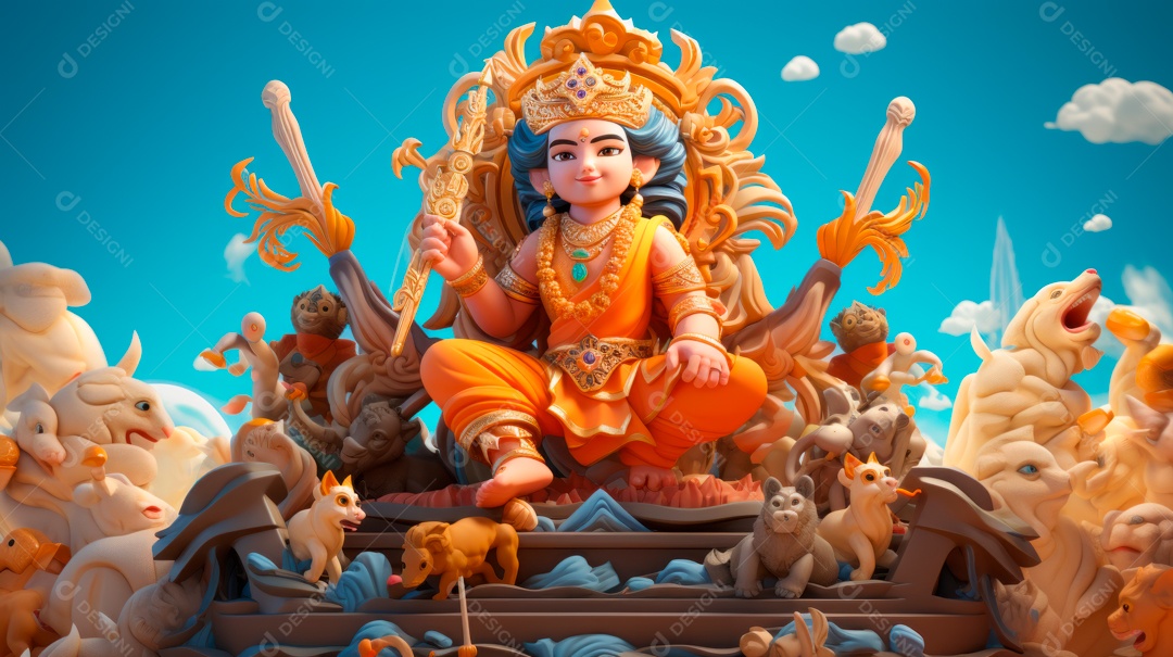 Ram Navami dia 17 de abril Desenho 3D Generative AI.